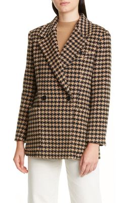 BOSS Jahonda Houndstooth Double Breasted Blazer in Open Miscellaneous