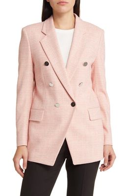 BOSS Jatera Double Breasted Blazer in Pink Tweed Fantasy