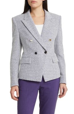 BOSS Jocanah Tweed Double Breasted Blazer in Mulberry Purple Boucle