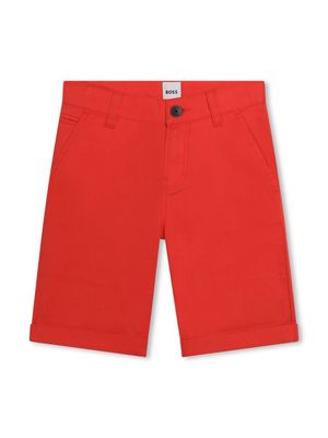 BOSS Kidswear button-fastening cotton-blend shorts - Red