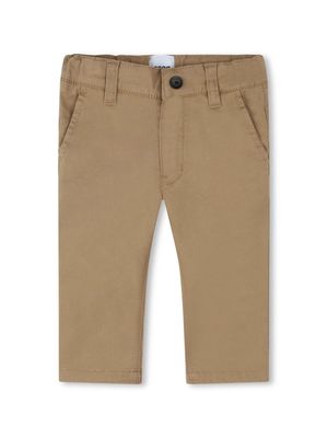BOSS Kidswear button fly-fastening cotton chino trousers - Brown