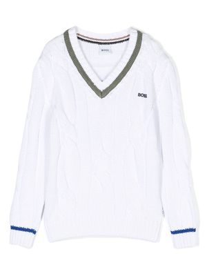 BOSS Kidswear cable-knit jumper - White