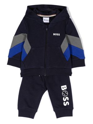 BOSS Kidswear chevron-stripe hooded tracksuit - Blue
