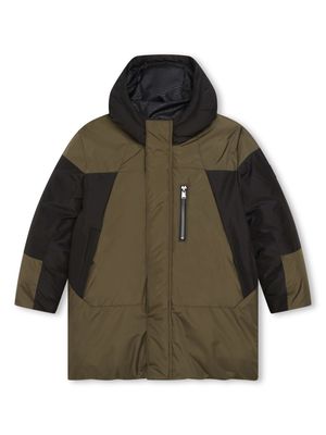 BOSS Kidswear Colour block cotton hoodie - Brown