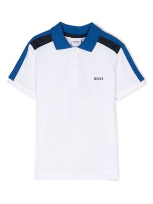 BOSS Kidswear colour-block cotton polo shirt - White