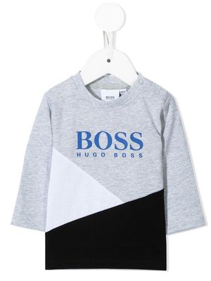 BOSS Kidswear colour-block cotton T-shirt - Grey