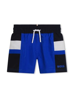 BOSS Kidswear colour-block drawstring swim shorts - Blue