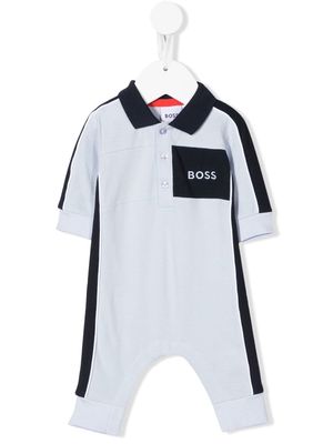 BOSS Kidswear colour-block piqué romper - Blue
