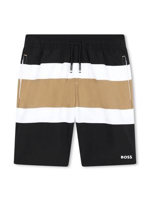 BOSS Kidswear colour-block swim shorts - Black