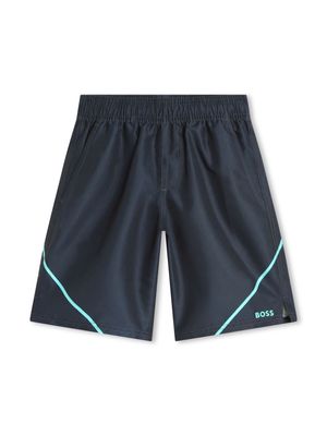 BOSS Kidswear contrast-trim swim shorts - Blue