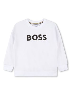 BOSS Kidswear contrasting logo print cotton sweatshirt - White