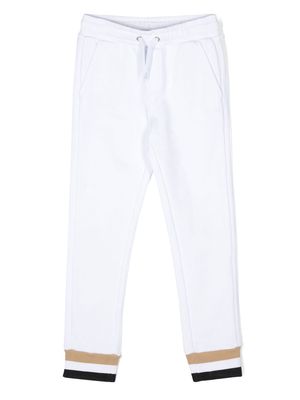 BOSS Kidswear cotton striped sport pants - White