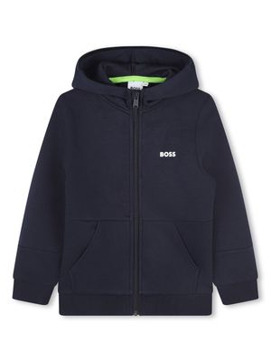 BOSS Kidswear debossed logo cotton hoodie - Blue