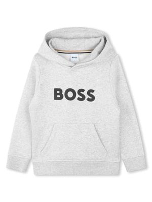 BOSS Kidswear debossed-logo cotton hoodie - Grey
