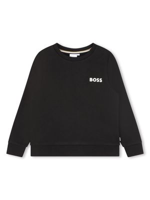 BOSS Kidswear debossed logo print cotton sweatshirt - Black