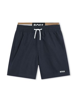 BOSS Kidswear double-waistband swim shorts - Blue