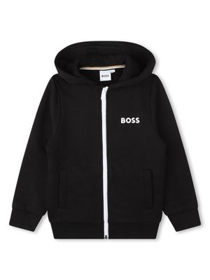 BOSS Kidswear embossed-logo cotton jacket - Black