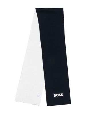 BOSS Kidswear embossed-logo print scarf - Blue