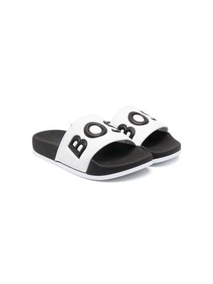 BOSS Kidswear embossed-logo slides - White