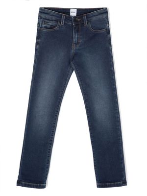 BOSS Kidswear embossed-logo straight-leg jeans - Blue