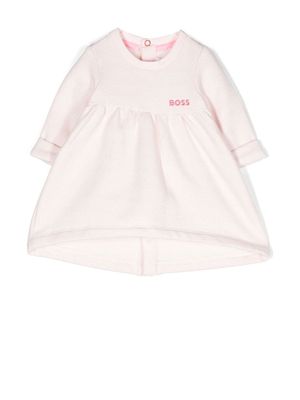 BOSS Kidswear embroidered-logo long-sleeved dress - Pink