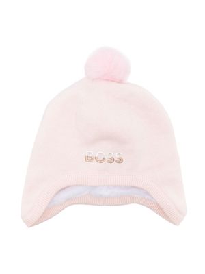 BOSS Kidswear embroidered-logo pompom beanie - Pink