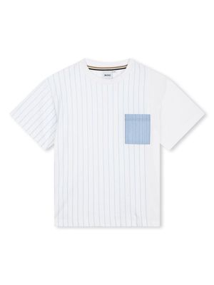 BOSS Kidswear fine-stripe cotton T-shirt - White