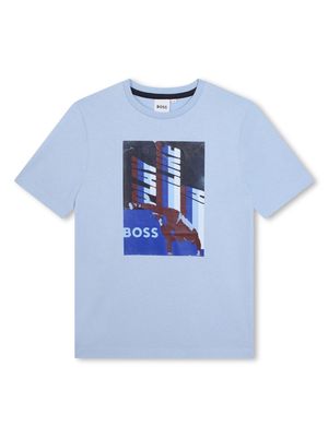 BOSS Kidswear graphic-print cotton-jersey T-shirt - Blue