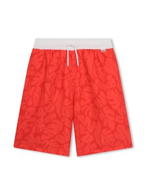 BOSS Kidswear graphic-print drawstring-waistband swim shorts - Red