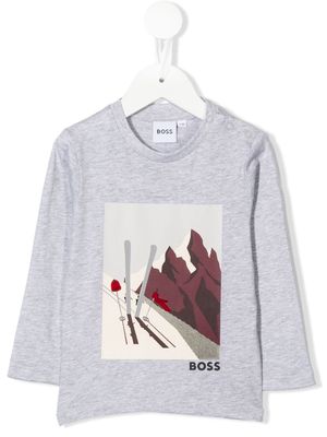 BOSS Kidswear graphic-print long-sleeve T-shirt - Grey