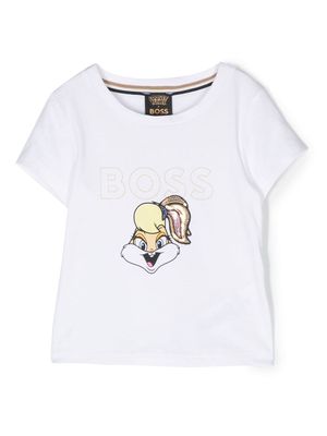 BOSS Kidswear graphic-print stretch-cotton T-shirt - White