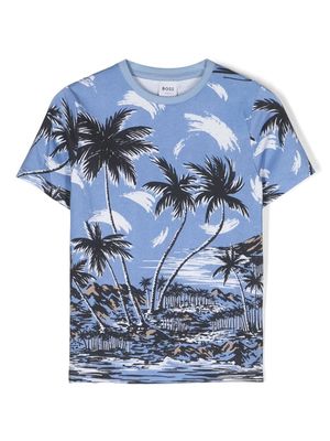 BOSS Kidswear graphic-print T-shirt - Blue