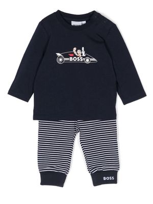 BOSS Kidswear graphic-print trouser set - Blue