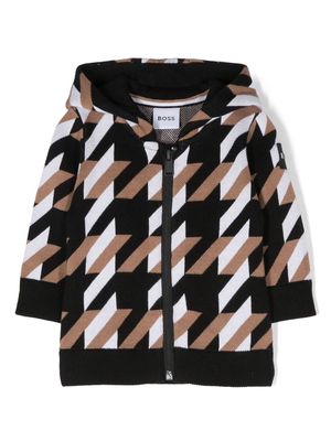 BOSS Kidswear graphic-print zip-fastening hoodie - Brown