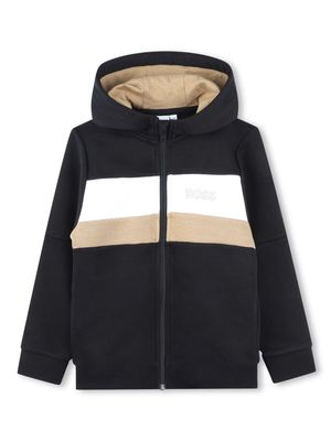 BOSS Kidswear hooded zip-up sweatshirt - Black