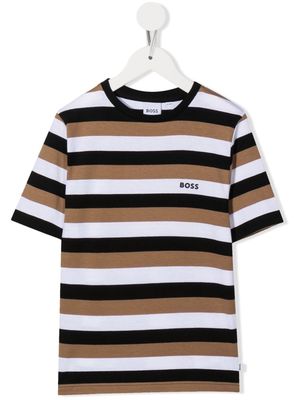 BOSS Kidswear horizontal-stripe cotton T-shirt - Black