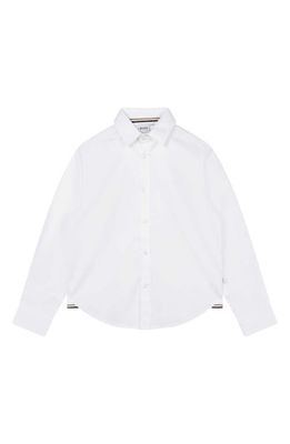 BOSS Kidswear Kids' Cotton Button-Up Shirt in 10P-White