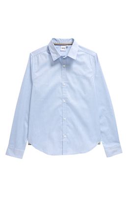 BOSS Kidswear Kids' Cotton Button-Up Shirt in 77D-Pale Blue