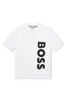 BOSS Kidswear Kids' Cotton Graphic Polo in White