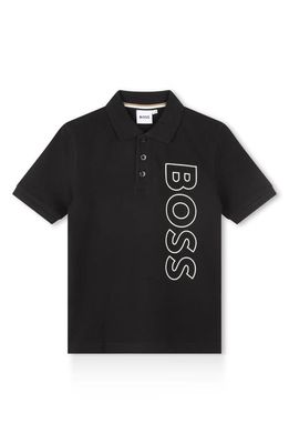BOSS Kidswear Kids' Mini Me Piqué Polo in 09B-Black