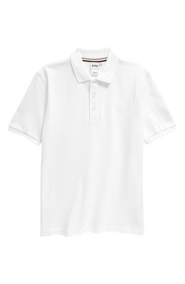BOSS Kidswear Kids' Solid Piqué Polo in 10P-White