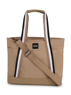 BOSS Kidswear logo-appliqué canvas changing bag - Neutrals