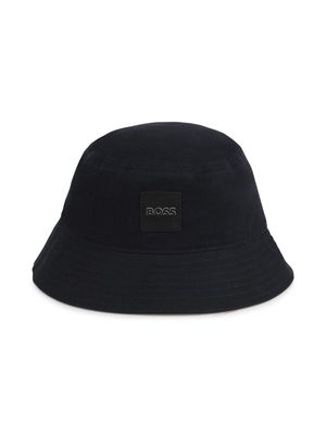 BOSS Kidswear logo-appliqué cotton bucket hat - Black
