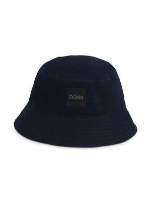 BOSS Kidswear logo-appliqué cotton bucket hat - Blue