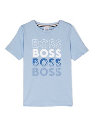 BOSS Kidswear logo-appliqué cotton T-shirt - Blue