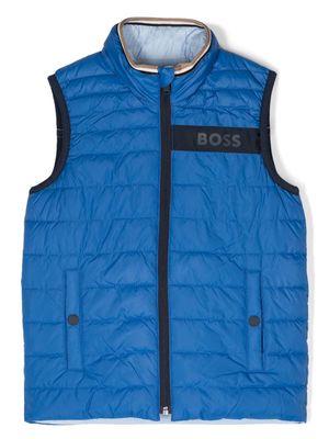 BOSS Kidswear logo-appliqué reversible gilet - Blue