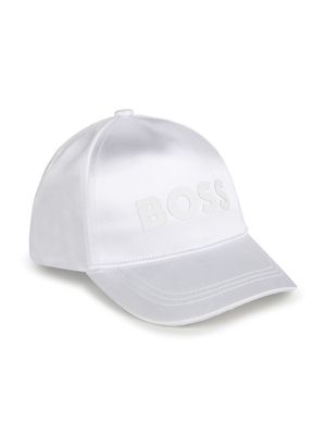BOSS Kidswear logo-appliqué striped-strap cap - White