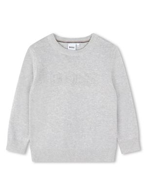 BOSS Kidswear logo-debossed cotton sweatshirt - Grey