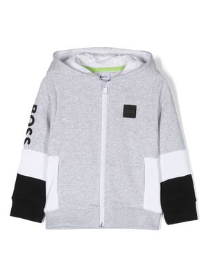 BOSS Kidswear logo-detail cotton hoodie - Grey