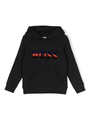 BOSS Kidswear logo-embossed cotton hoodie - Black